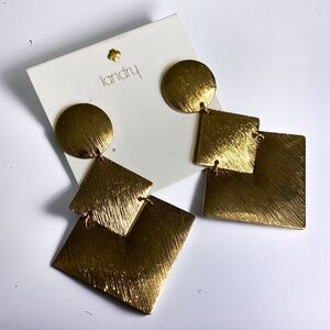 NWT Landry Gold Tone Stud Drop Earrings CC